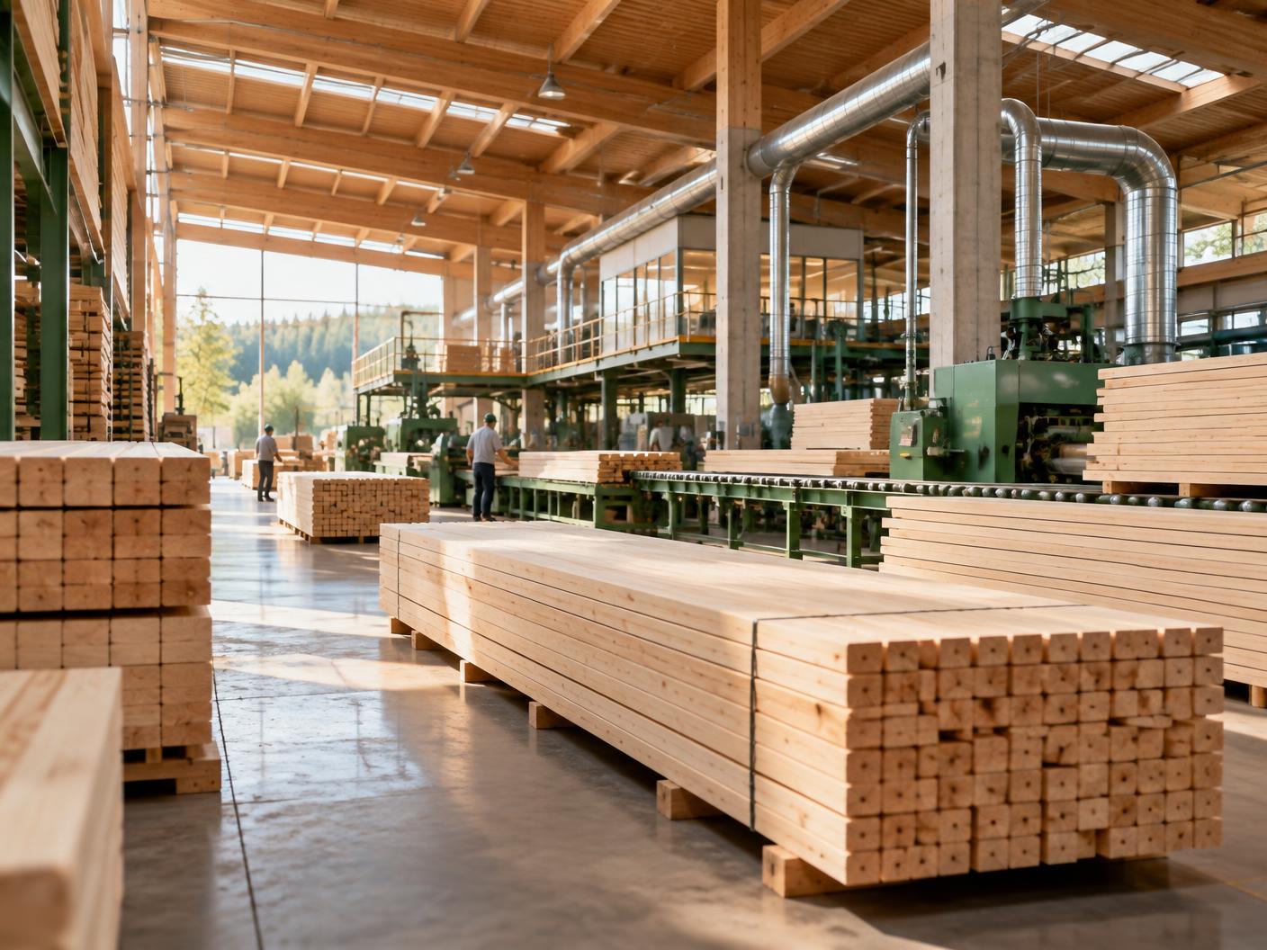 Produção de madeira beneficiada em fábrica